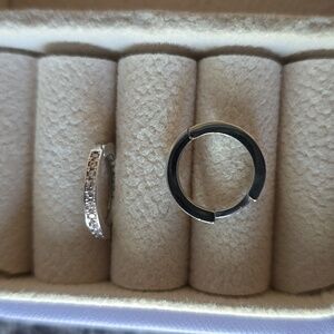 925 Sterling Silver Pink Cz Huggie Earrings